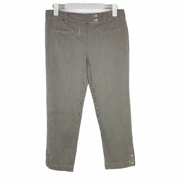 LOFT Original Crop Seersucker Striped Pants 2 - Picture 1 of 8
